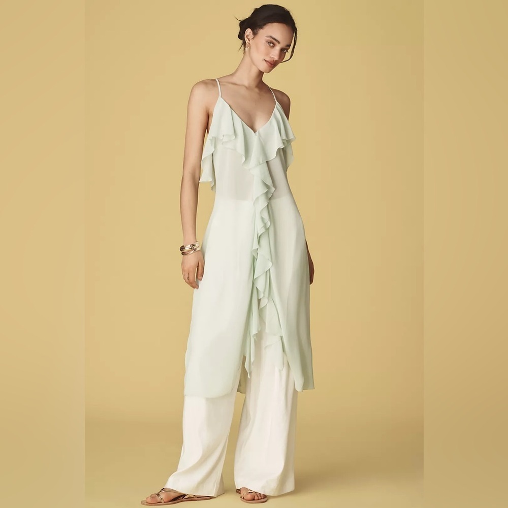NWT! By Anthropologie Ruffled Cross-Back Long Tank - Size Medium ⏰